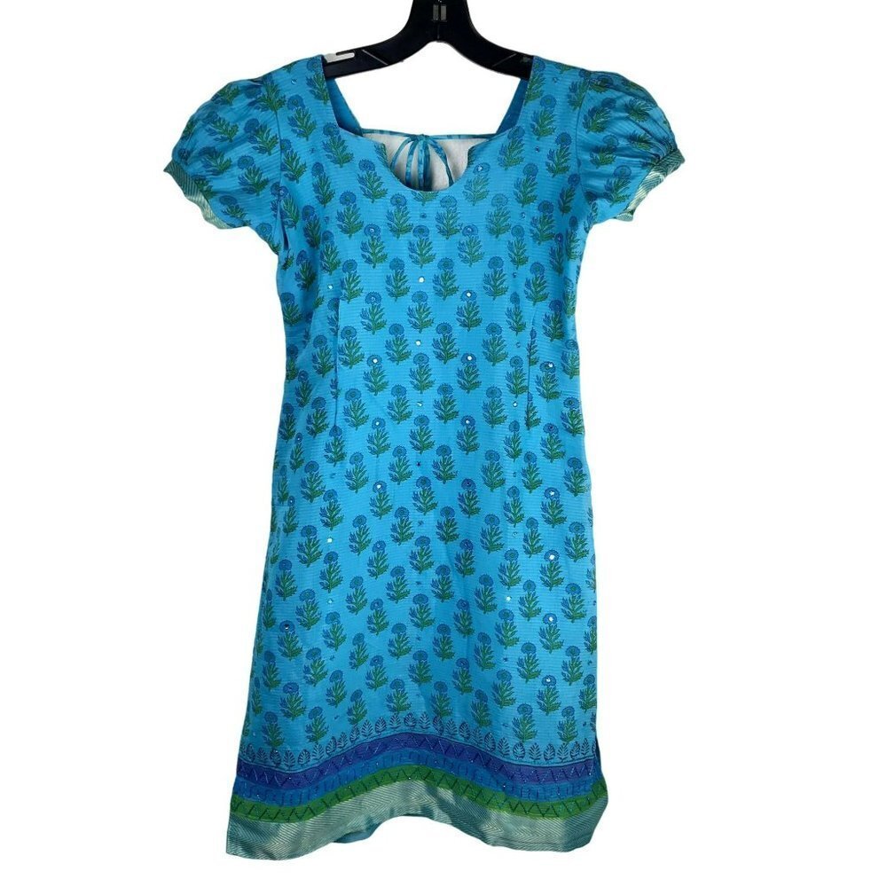 Vintage 70’s Blue Floral Handmade Dress
